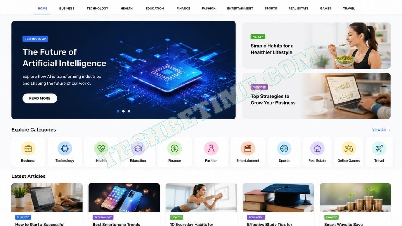 Modern illustration representing SnapJotz com with technology, business, health, education, and digital content categories.