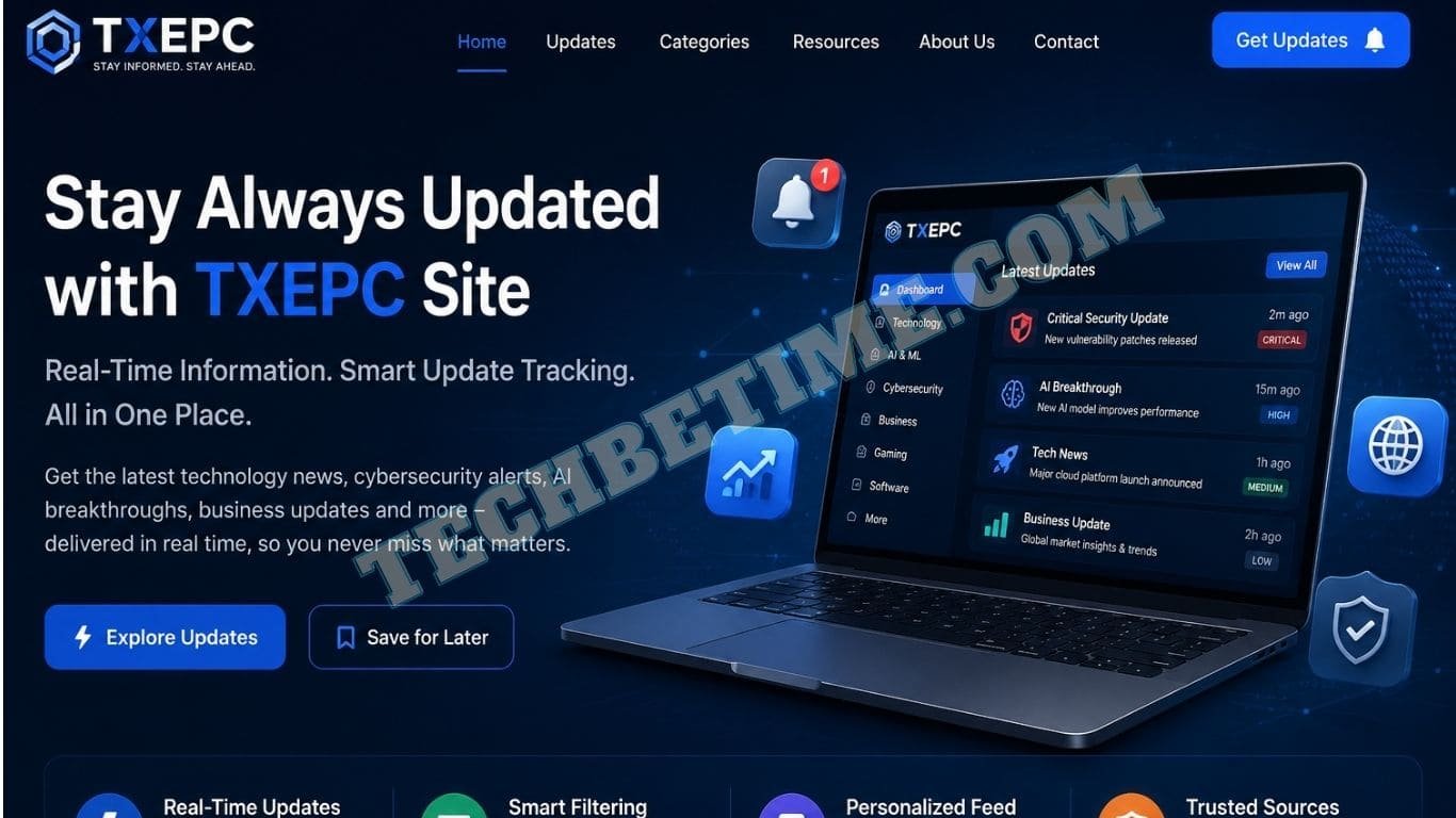 TXEPC site dashboard showing real-time technology updates