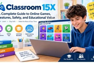 Classroom 15X online games guide featuring gaming categories, safety tips, device compatibility, and learning benefits.