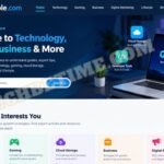QuikConsole.com website design featuring technology, gaming, cloud storage, and business guides.